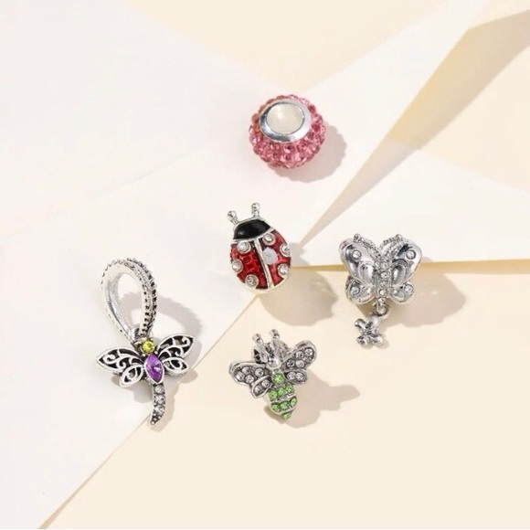 ‼️😍JUST RESTOCKED 🐞Rhinestone/Silver Charms-Dragonfly,Ladybug* Pandora STYLE* - Picture 2 of 13